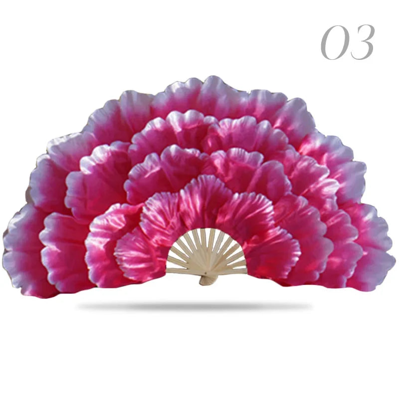 Leque Retrô Dobrável Peônia Flor Fã de seda dança, fã dança nacional, ventilador dobrável