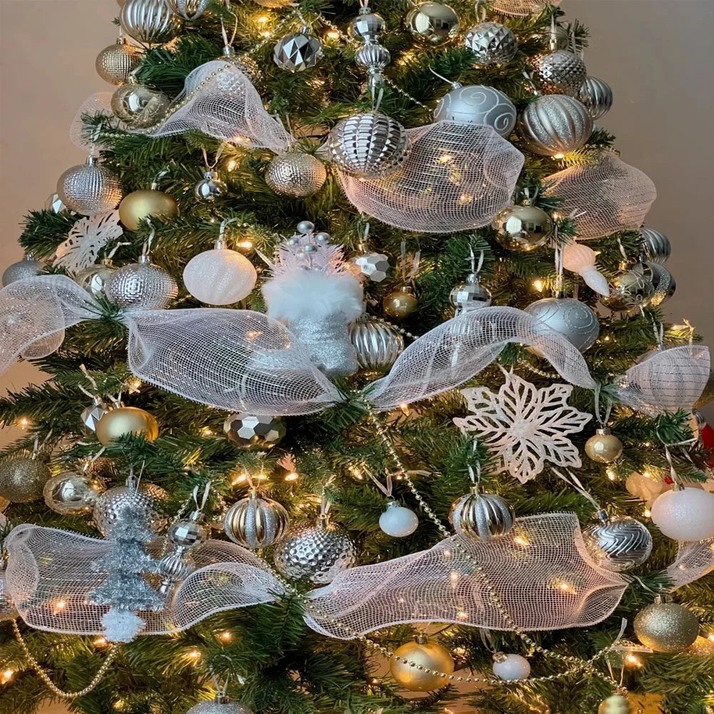 Fita de Malha de Natal Rolo de Tule com Glitter para Árvore e Guirlanda