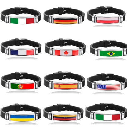 Pulseira de Copa do Mundo (Brasil) Pulseira masculina  bandeira do Brasil mola Preto 23 cm