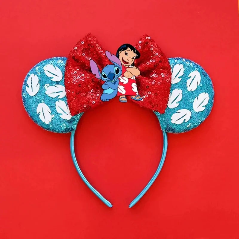 Tiaras Acessórios Disney orelha de rato com laço brilhante, Lantejoula de dupla celebração