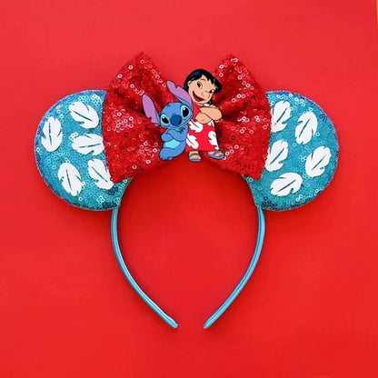 Tiaras Acessórios Disney orelha de rato com laço brilhante, Lantejoula de dupla celebração