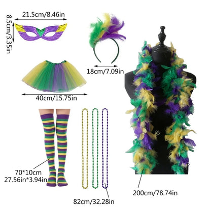 Kit Carnaval Conjunto de 8 peças de acessórios para fantasia de carnaval, saia tutu, meia
