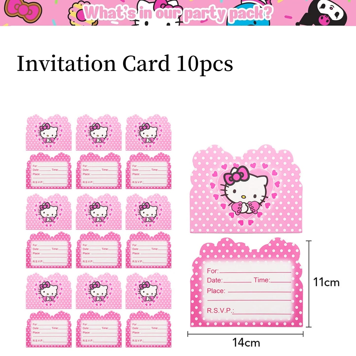 Kit de hello kitty para decoração de festa de aniversário de Kitt - 217 peças, incluindo top