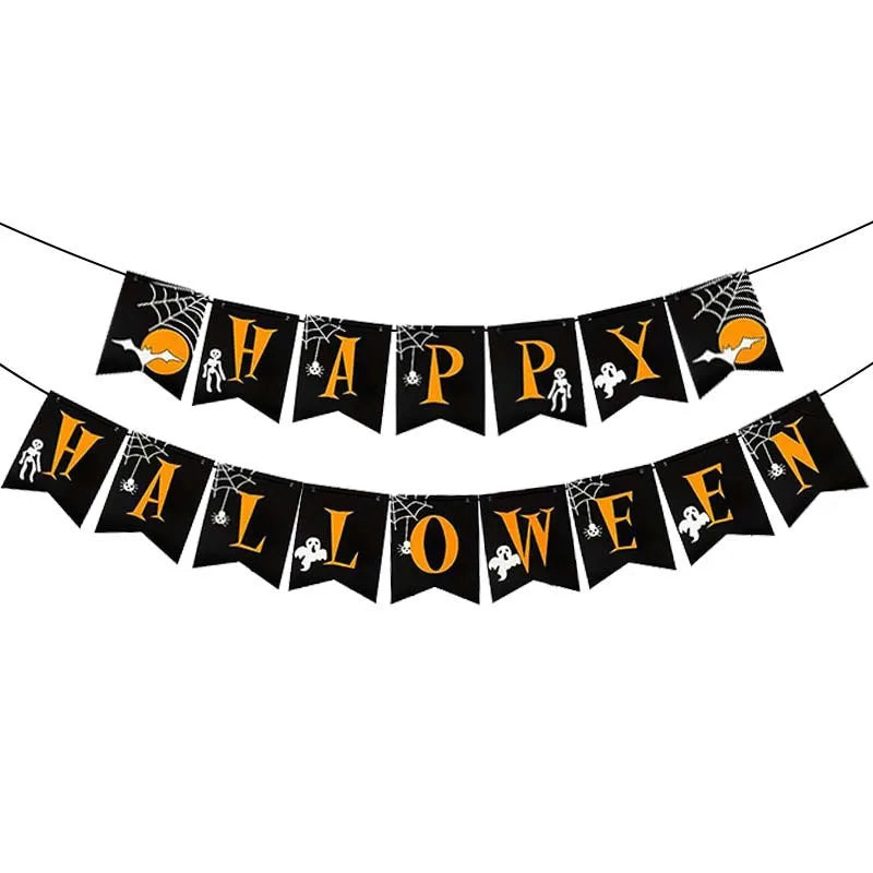 Montar Kit Decoração Festa Halloween: Painel Mesa + 4 Balões Metalizados +5 Bexigas