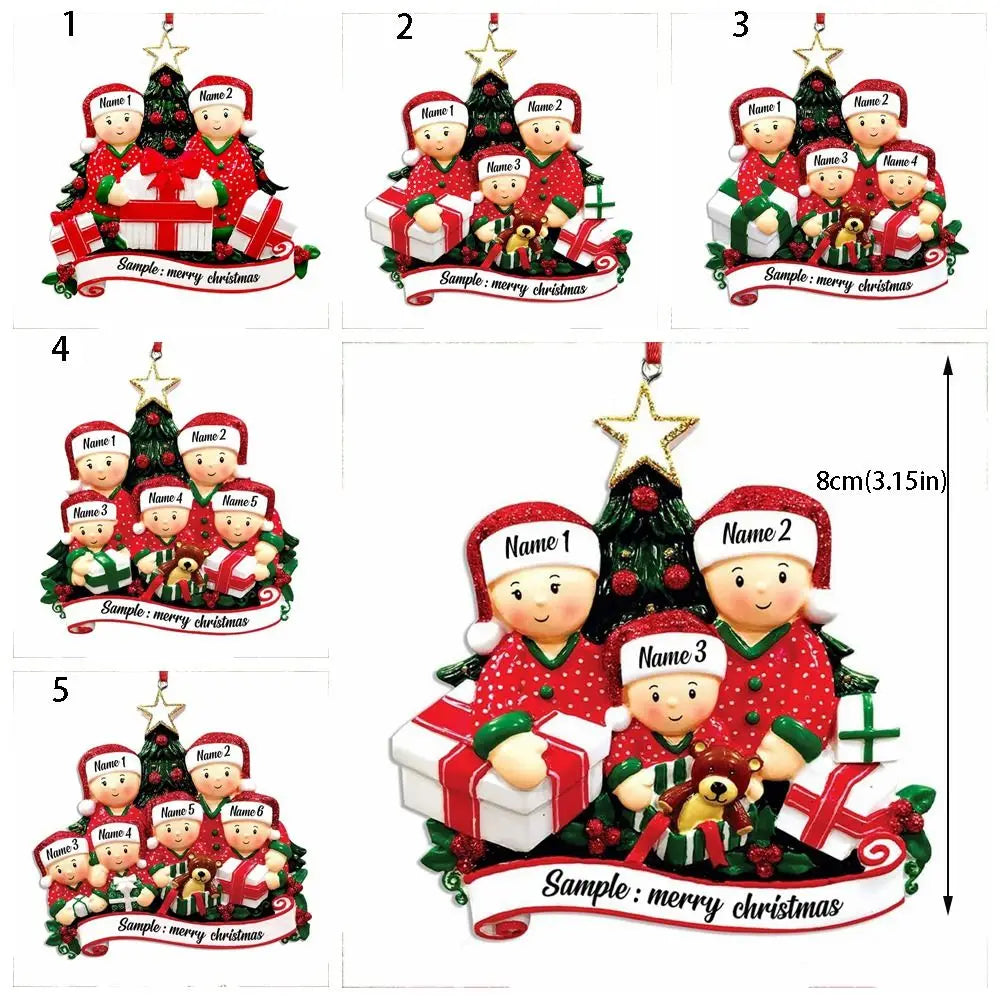 Enfeite de Natal Personalizado para Família de 3 Pessoas Abrindo Presentes 8cm/(3.15 pol.)
