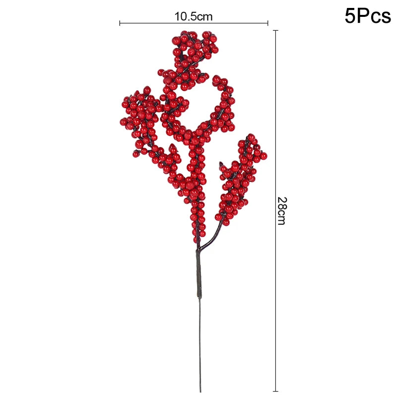 Flor artificial pinha ramo decorativo natal artificial 5 peças de decoração de árvore de natal