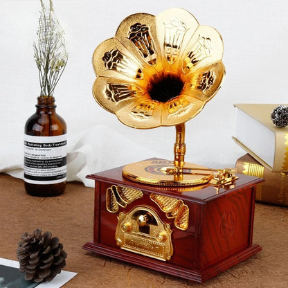 Caixa de música fonógrafo retrô clássico gramofone musical caixa mesa decoração
