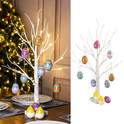 Árvore de ovo de Páscoa pré-iluminada de 61 cm com 18 enfeites de ovos de Páscoa