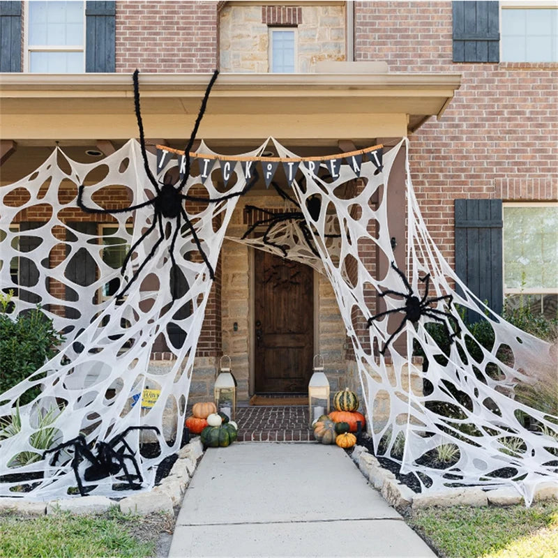 Decorações de teia de aranha para o dia das bruxas ao ar livre – Decoração de teia aranha