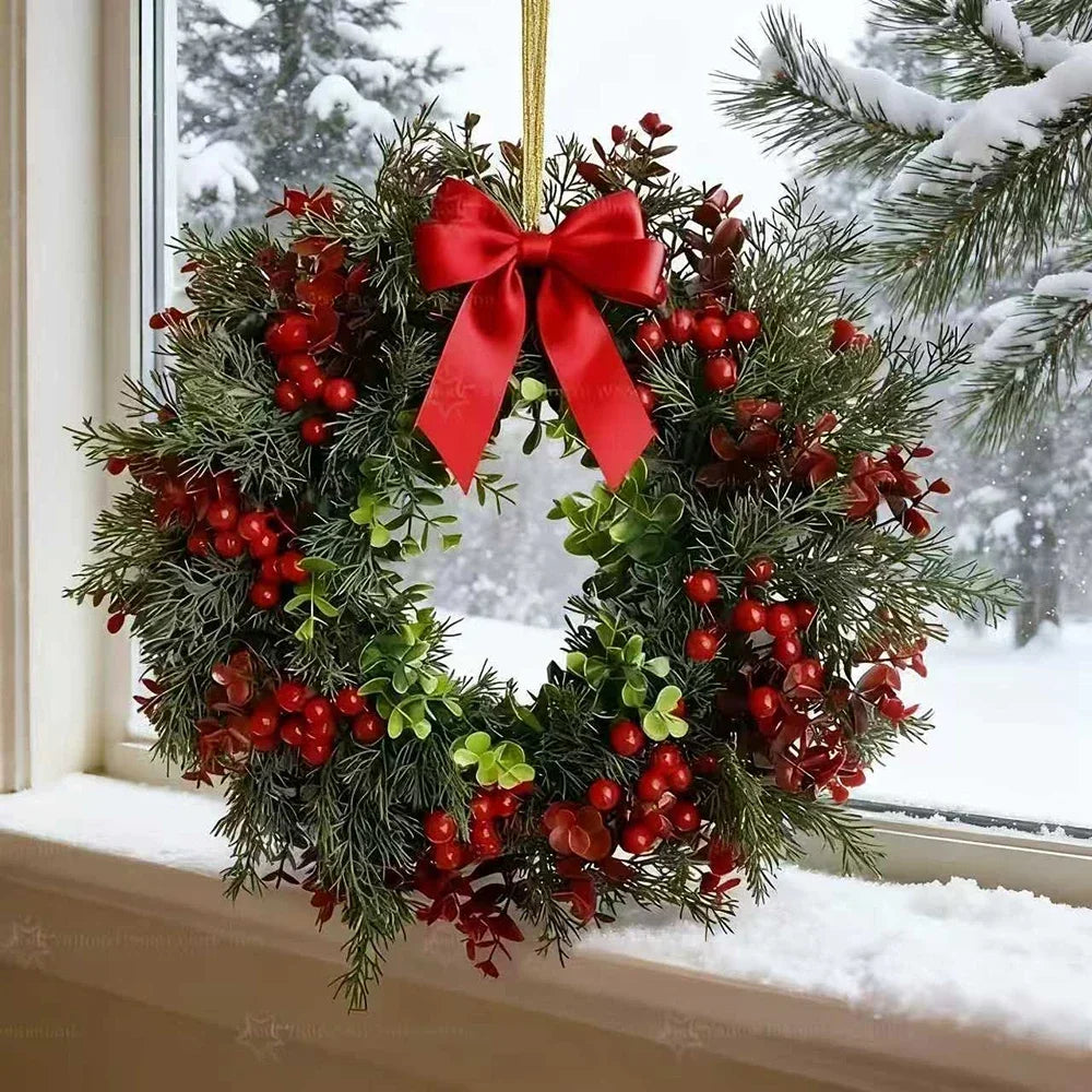 Guirlanda de Natal Artificial com Folhagem Verde e Frutas Vermelhas (Semelhante a Modelos 40cm a 45cm