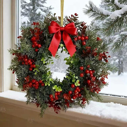 Guirlanda de Natal Artificial com Folhagem Verde e Frutas Vermelhas (Semelhante a Modelos 40cm a 45cm