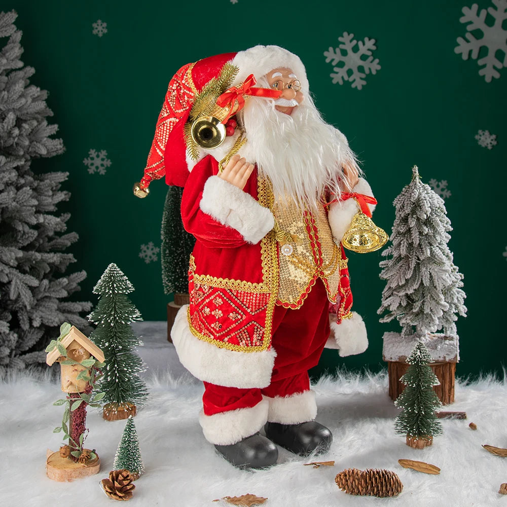 Boneco Papai Noel 60Cm Com Dourado