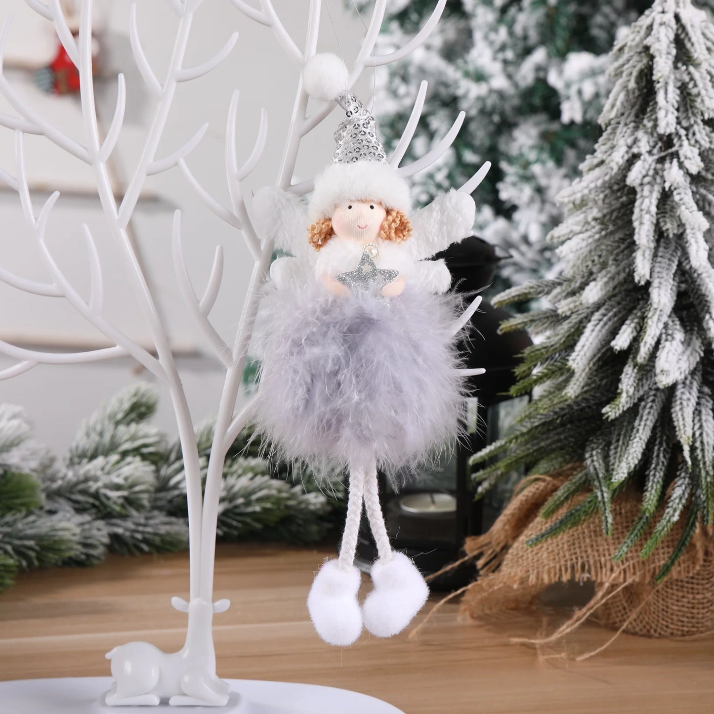 Pingente Anjo Natal Decoração de menina anjo de natal | Pingente de boneca anjo pelúcia
