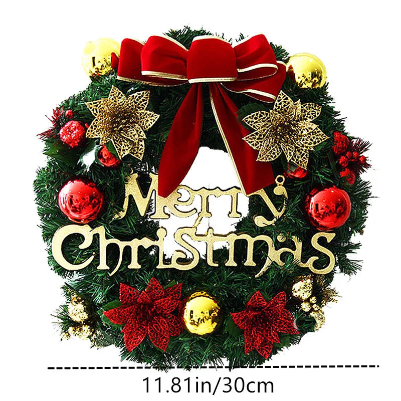 Guirlanda de Natal, guirlanda de Natal festão com laços, guirlanda de porta para paredes