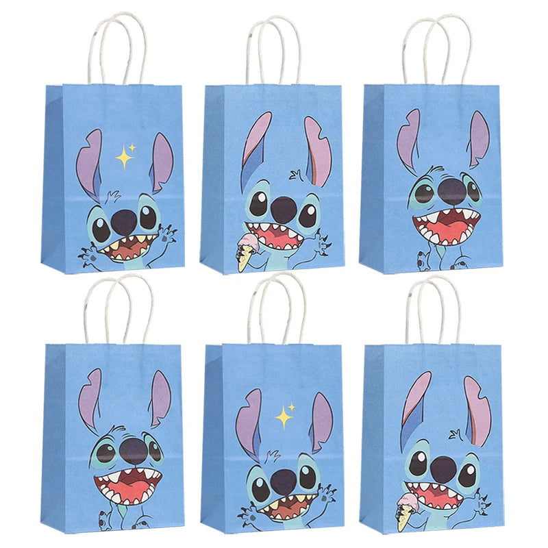 6 Peças Sacolas de Papel para Festas, Decoração de Festa Sacolas de presente Lilo & Stitch