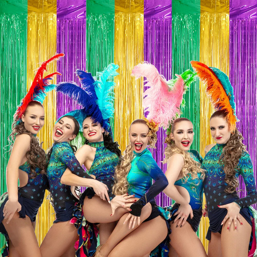 Cortinas de carnaval com franjas metálicas para cortina para eventos carnavalescos