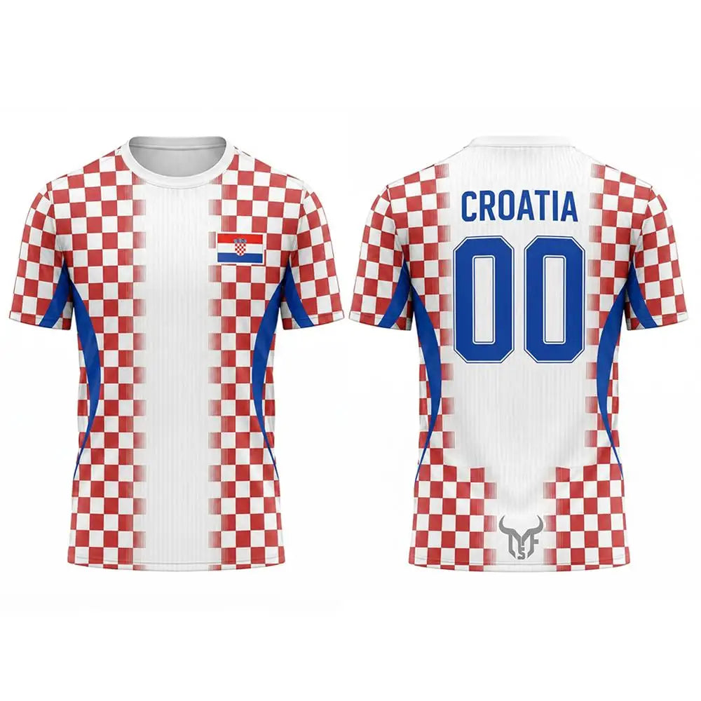 Camisa de futebol Croatia #00 Croatia Home Camiseta Esportiva Masculina Croácia 3D