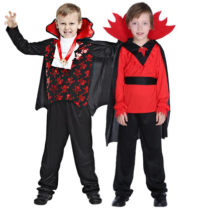 Fantasia Infantil Vampiro Drácula Criança Halloween Vestido Roupa