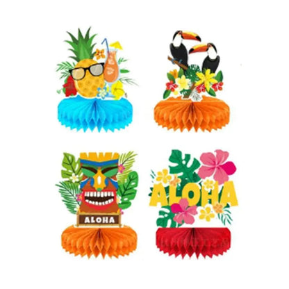 kits Conjunto de Centros de Mesa em Formato de Favo de Mel com Tema Tropical/Havaiano (Luau)