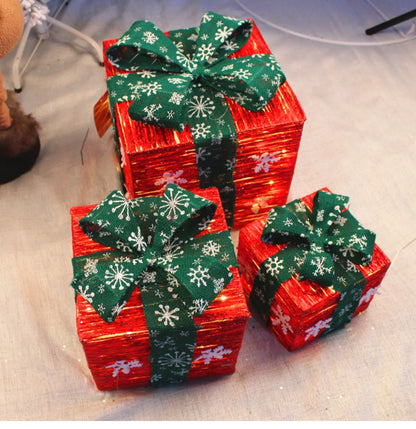 Caixas de presente, decorações de Natal, conjunto de 3 caixas vermelhas festa e feriado