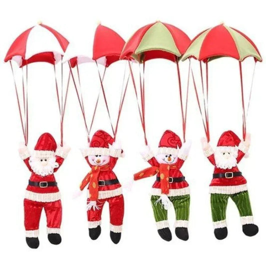 Natal Papai Noel pendurado decoração, boneco de neve paraquedas ano novo pingente