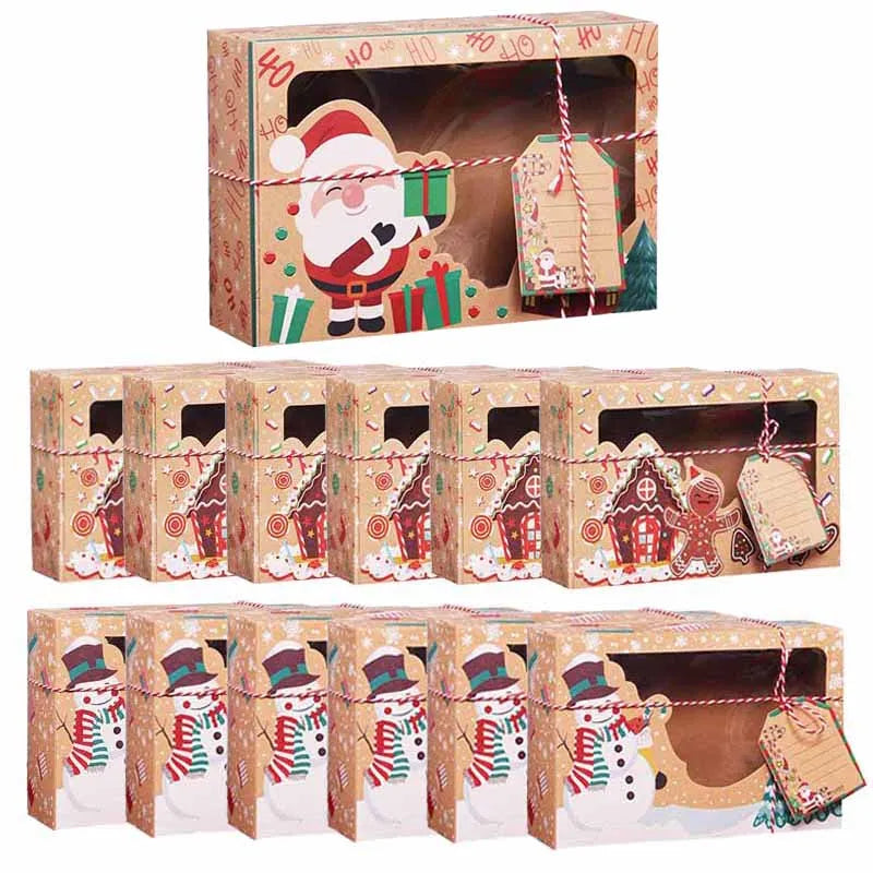 3/6/9/12 caixas de biscoito de Natal com janela de 30 x 13 x 6 cm, caixas de doces