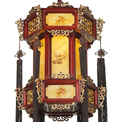 Luminária de madeira retrô Lustre antigo chinês, luminária pendente de lanterna palácio