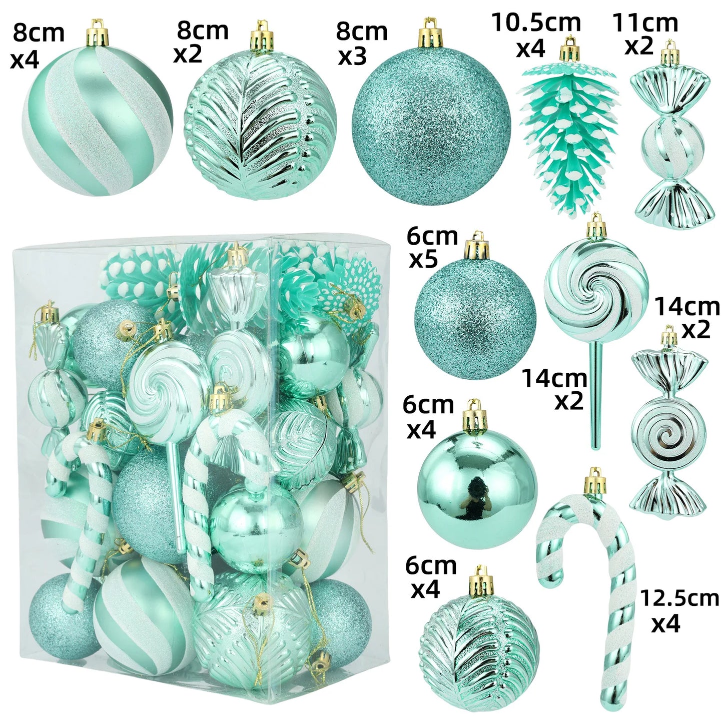 Bola de natal 36 peças enfeites de bola de Natal em formato especial, decoração de festa