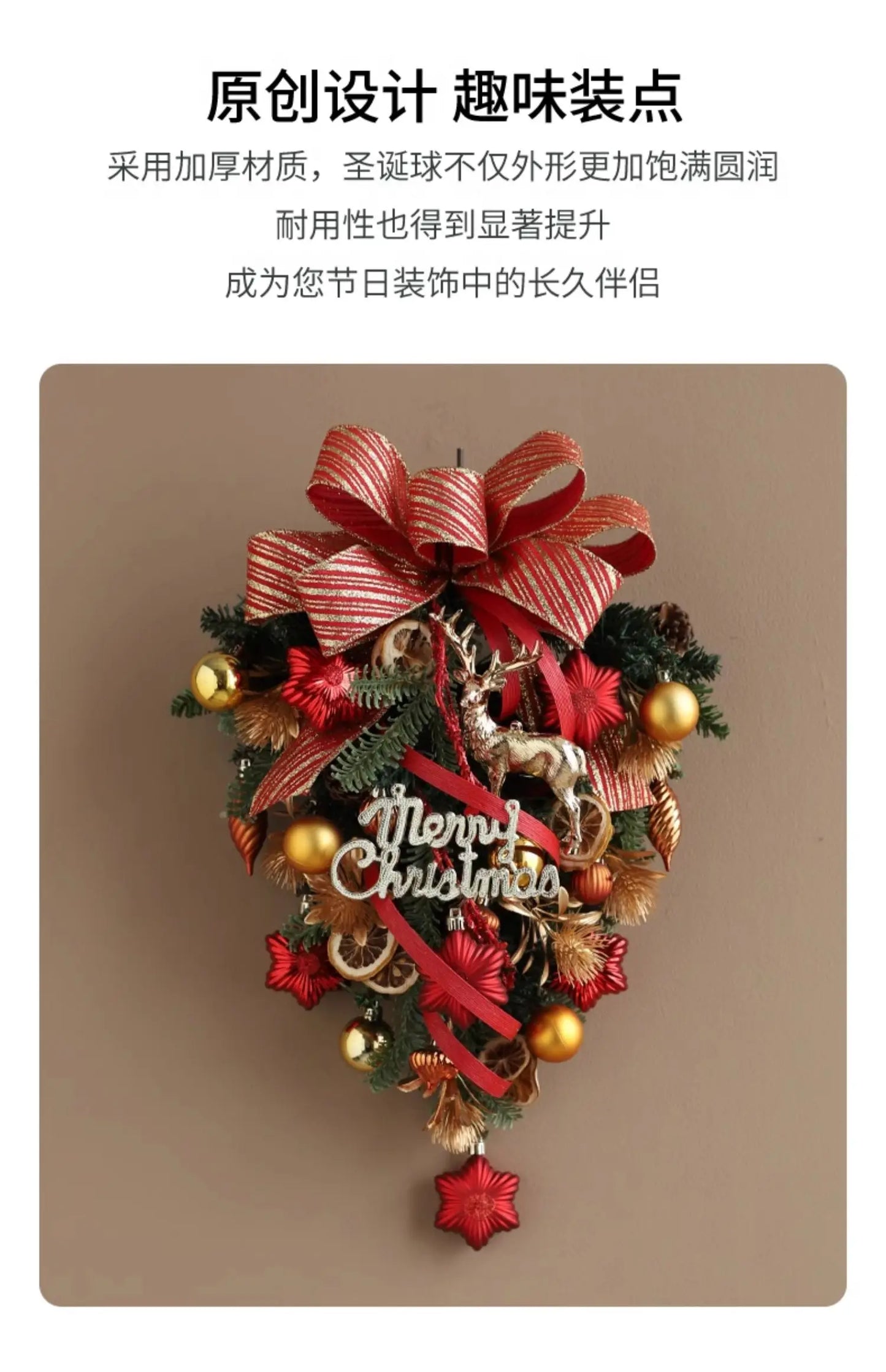 Guirlanda de Natal Nevada com Bolas Vermelhas, Pinhas e Azevinhos - Decoração Natalina