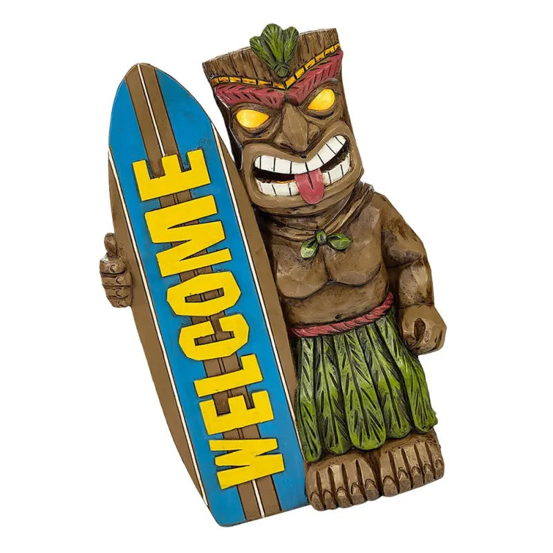 Estátua de Prancha de Surf Tiki de Boas-vindas, Estátua de Jardim Com Enfeites