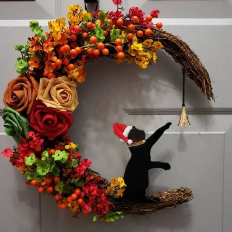 Guirlanda de Halloween, guirlandas de 14 polegadas para decoração bruxa na porta pendura