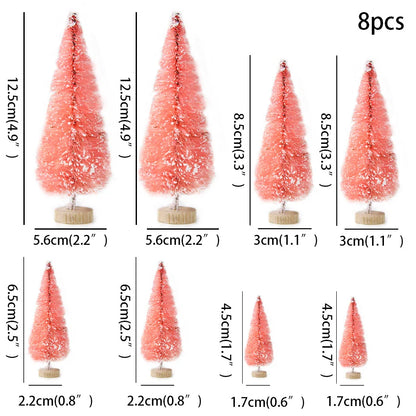 Árvore de Natal Artificial Decoração Natal 8 Peças Mini Pinheiro Artificial Natal Decoração
