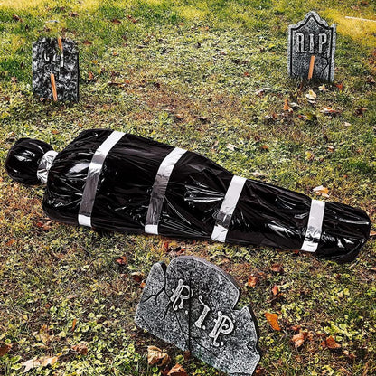 Cadáver Decorações de Halloween, adereços de vítimas mortas, cadáver falso assustador, saco de cadáver falso assustador para exterior/interior assombrado