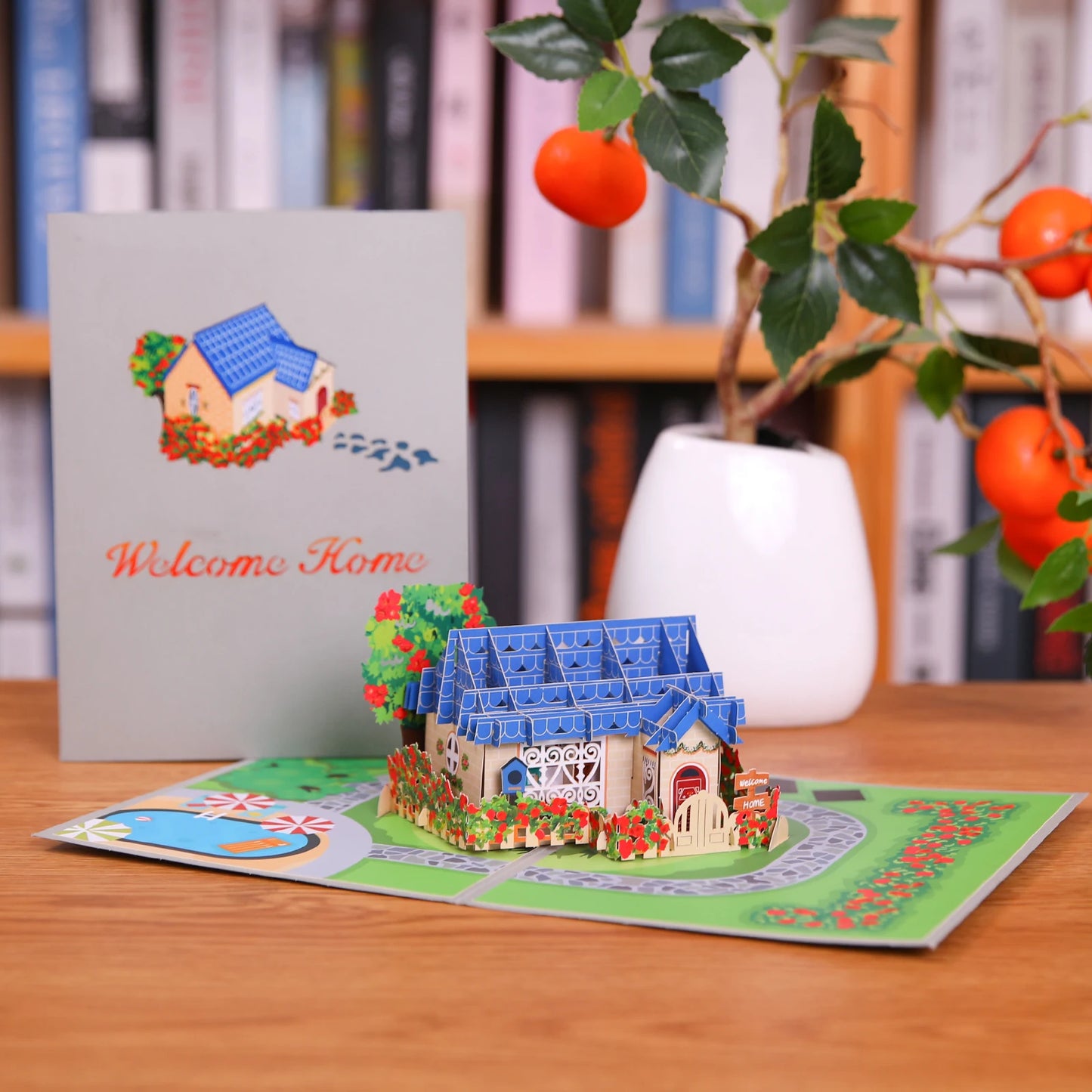 Cartão pop-up New House, cartão de felicitações 3D New House, cartão de boas-vindas
