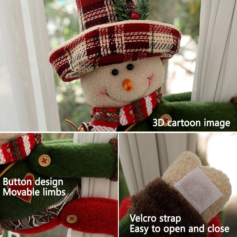 Fivela de Cortina de Natal Ajustável para Janela | Fivela Decorativa de Boneco de Neve