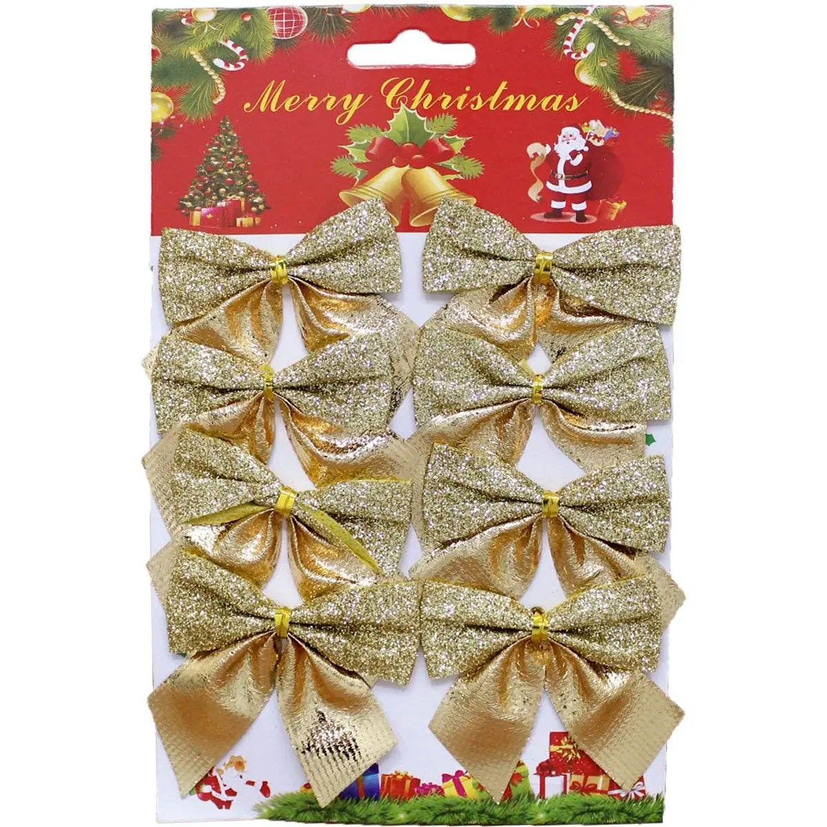 Laço Glitter Dourado Natal, Kit Enfeite Árvore de Natal Laço Lacinho Glitter Dourado
