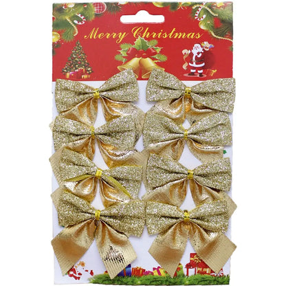 Laço Glitter Dourado Natal, Kit Enfeite Árvore de Natal Laço Lacinho Glitter Dourado