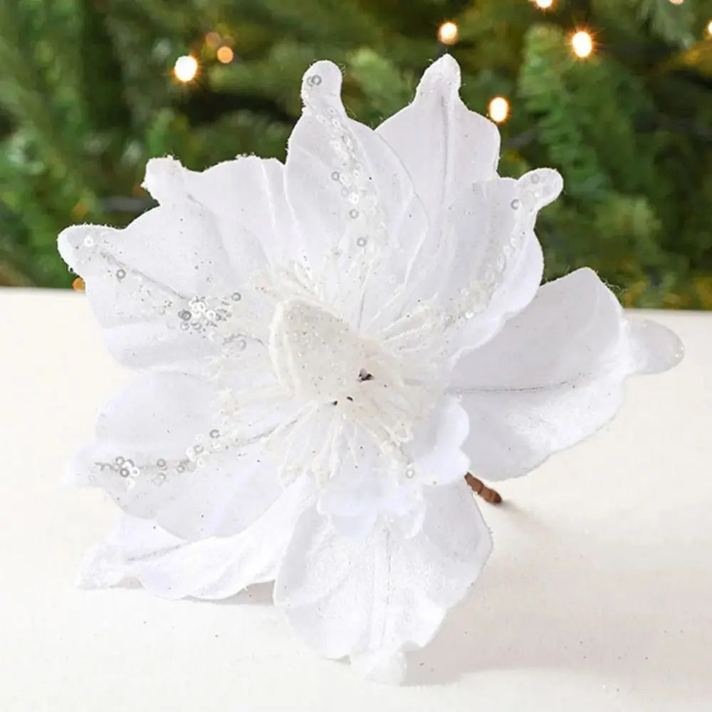 Flor De Natal Poinsettia glitter de natal poinsettia artificial enfeites flores de natal decorações
