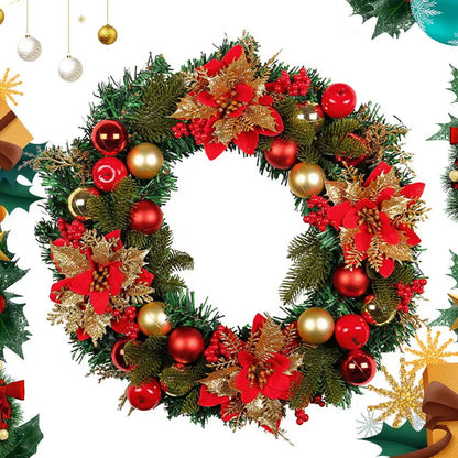 Guirlanda de Natal Vermelho Verde 15.75 polegadas para Decoração de e Mesa, Flor grande