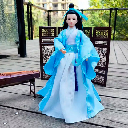 Boneca chinesa para menina, de boneca da Ásia com sapatos de suporte, cocar, boneca