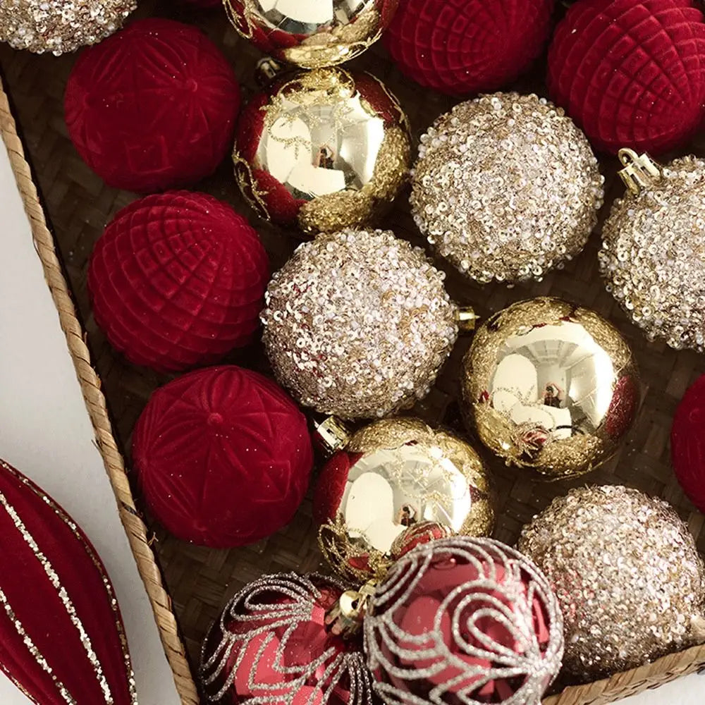 Bola de Natal Vinho vermelho Pingente De Bola De Natal De Veludo, Enfeites De Árvore