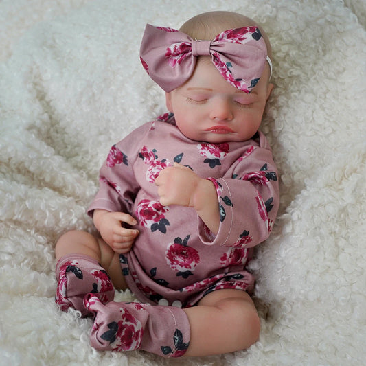 Bebê Reborn Boneca Corpo de Silicone Realista Menina Pintada Original (Bebê Dormindo Menina 48cm)