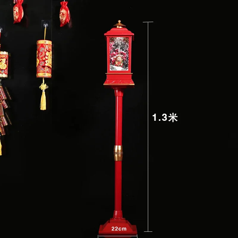 Poste lanterna natal decorativa com luz LED poste decorativo papai Noel Natal Luz e Neve