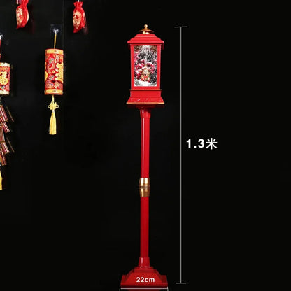 Poste lanterna natal decorativa com luz LED poste decorativo papai Noel Natal Luz e Neve
