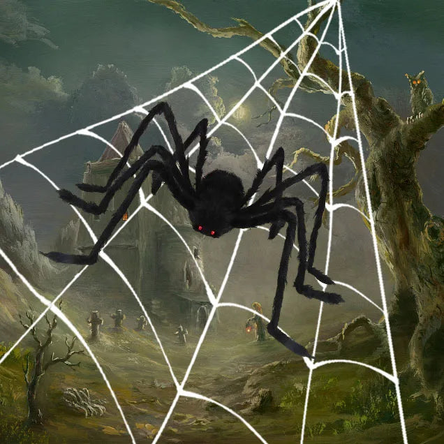 Aranhas Grandes Iluminadas de Halloween Adereços de Aranha Peluda Realista Halloween