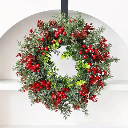 Guirlanda de Natal Artificial com Folhagem Verde e Frutas Vermelhas (Semelhante a Modelos 40cm a 45cm