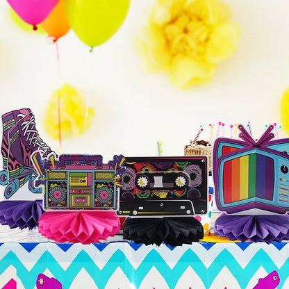 Decoração de festa dos anos 80 e 90, 12 peças centrais de colmeia dos anos 80 / 90