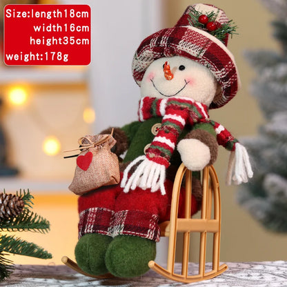Enfeite de Papai Noel em Cadeira de Balanço, 33 cm, Figura de Papai Noel e Boneco Neve