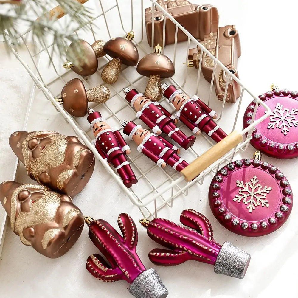 Kit enfeites coloridos árvore de Natal Pingentes De Enfeites De Natal De Plástico Decoração