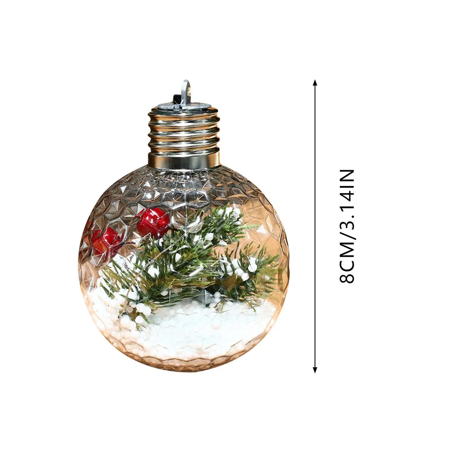 Lâmpada plástico transparente pendurar 1 esferas LED Luzes de Natal Esferas de Natal LED